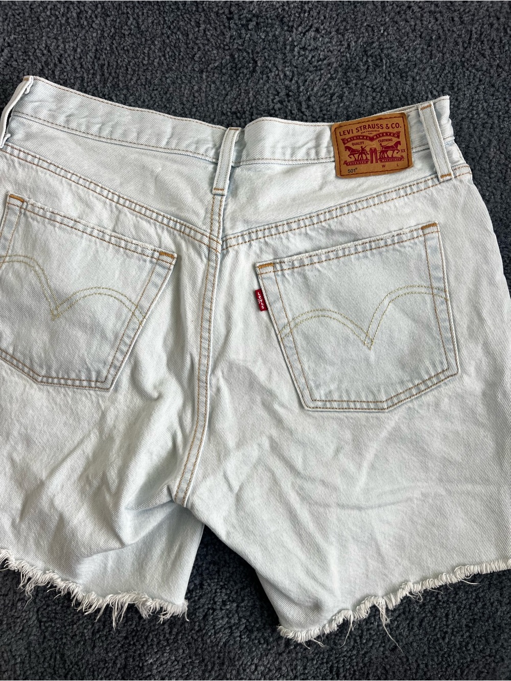 Levi's Cream-Light Blue High-Waist Cutoff Denim Shorts
